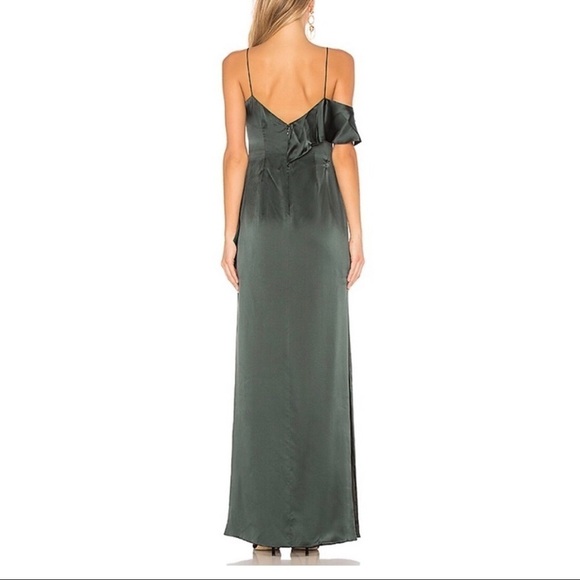 AMUR Sally Silk Sleeveless Ruffle Maxi Gown Dress In Emerald Green Size 0 - Picture 2 of 5